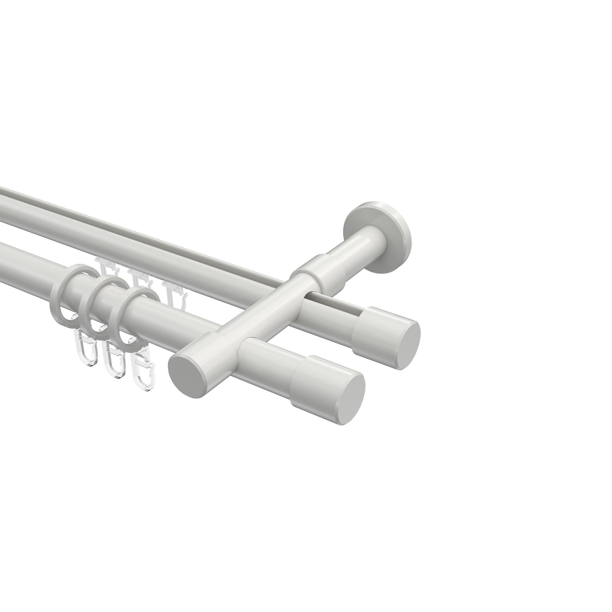 GARDINENSTANGE RUNDROHR-INNENLAUF Prestige Santo 360 cm (geteilt in 2 x 180 cm), 2-läufig, 20 mm Ø Weiß - Weiß, Metall (360cm) - INTERDECO