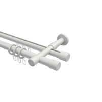 GARDINENSTANGE RUNDROHR-INNENLAUF Prestige Santo 360 cm (geteilt in 2 x 180 cm), 2-läufig, 20 mm Ø Weiß - Weiß, Metall (360cm) - INTERDECO