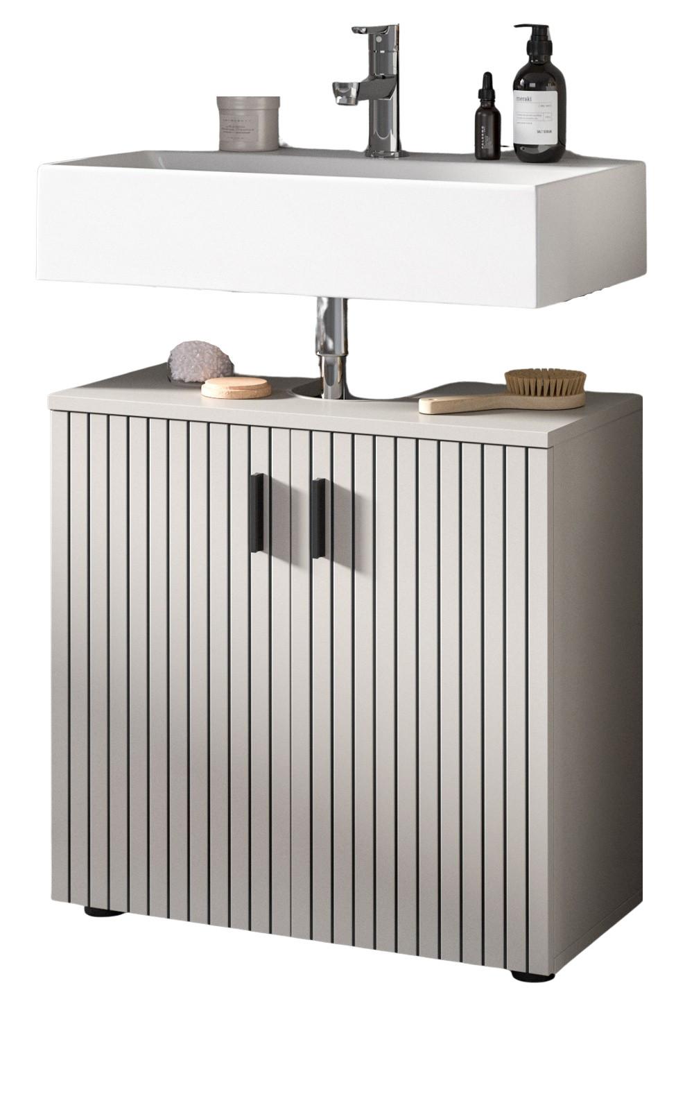 WASCHBECKENUNTERSCHRANK kaschmir 60 cm, Badezimmer Unterschrank 2-türig - Kaschmir/Schwarz, Holzwerkstoff/Kunststoff (60/59/30cm) - Inn.Furn