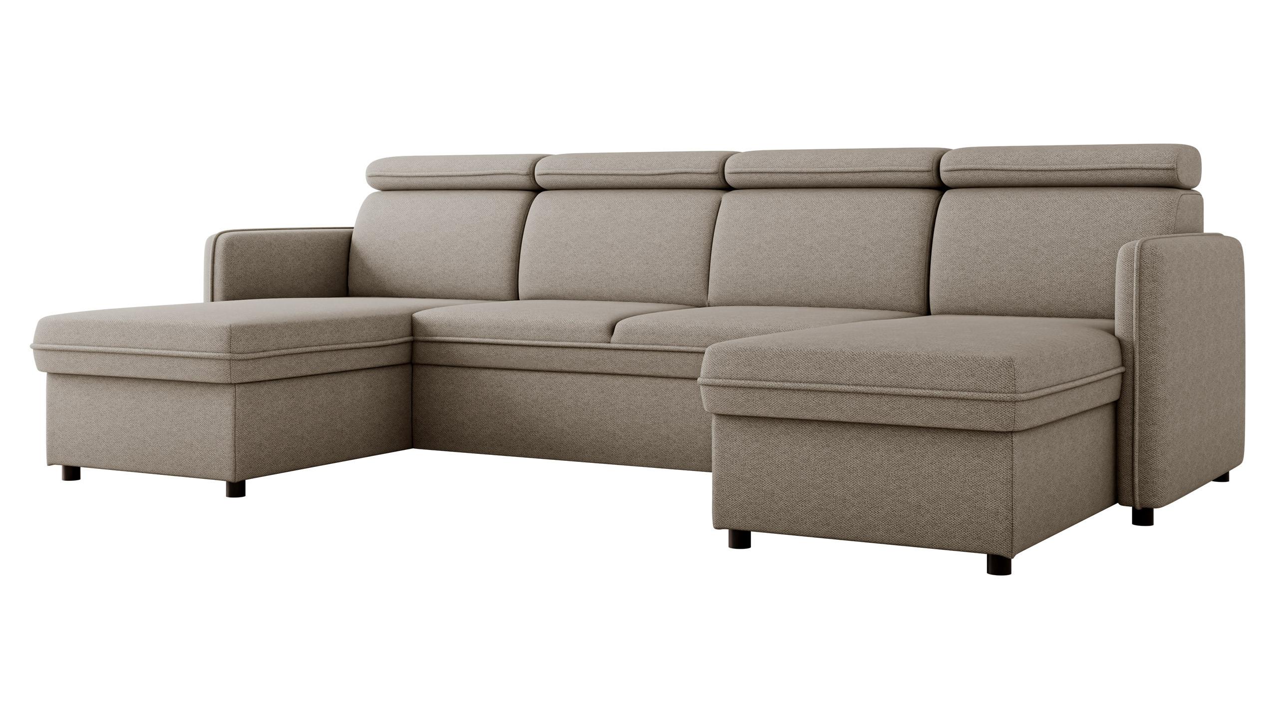 ECKSOFA Barcelo U - Beige/Schwarz, Holz/Textil (284/84/166cm) - MIRJAN24