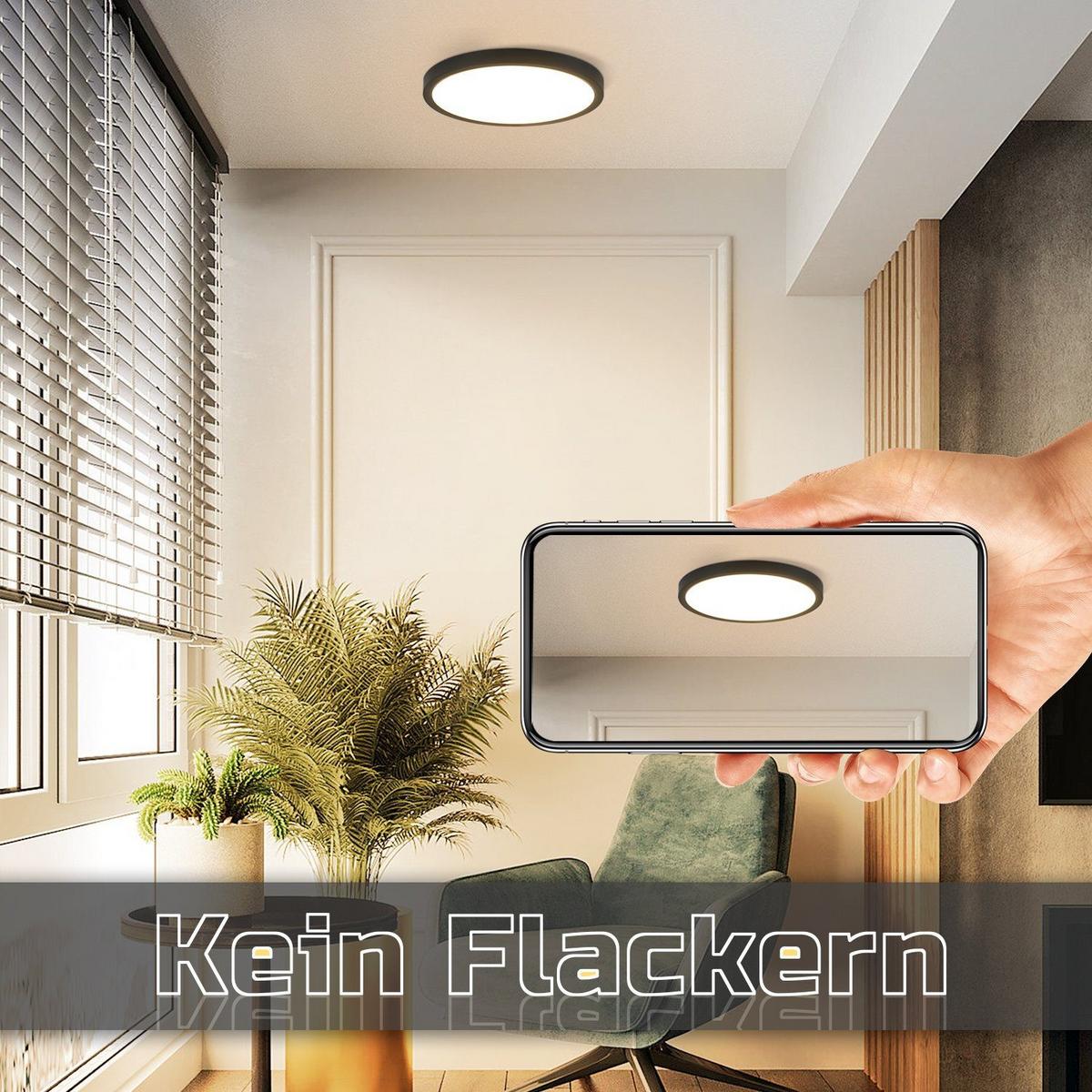 LED-DECKENLEUCHTE Crescentia 18/18/3 cm - Schwarz, Kunststoff (18/18/3cm) - Nettlife