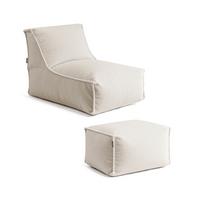 SITZSACK Bouclé Doze mit Hocker - Beige, Textil (155/65/65cm) - Mokebo