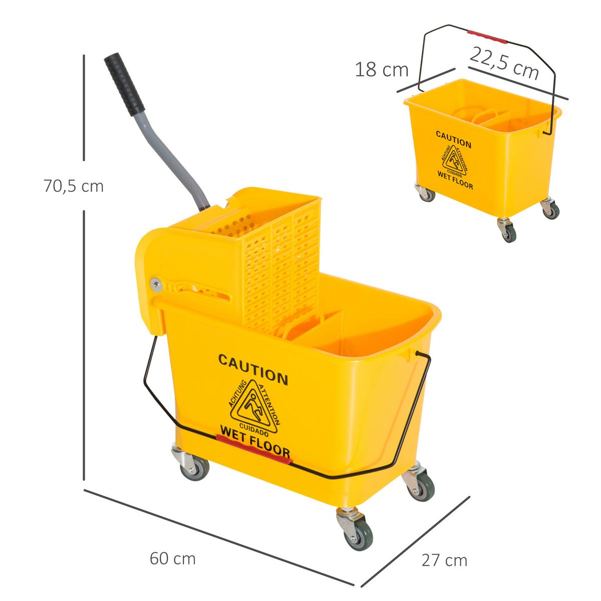 PUTZWAGEN Kunststoff Gelb - Gelb, Kunststoff (27/70.5/60cm) - HOMCOM