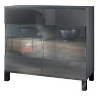 KOMMODE Bari Grau Hochglanz - Grau, Holzwerkstoff (92.5/84.5/35cm) - Vladon