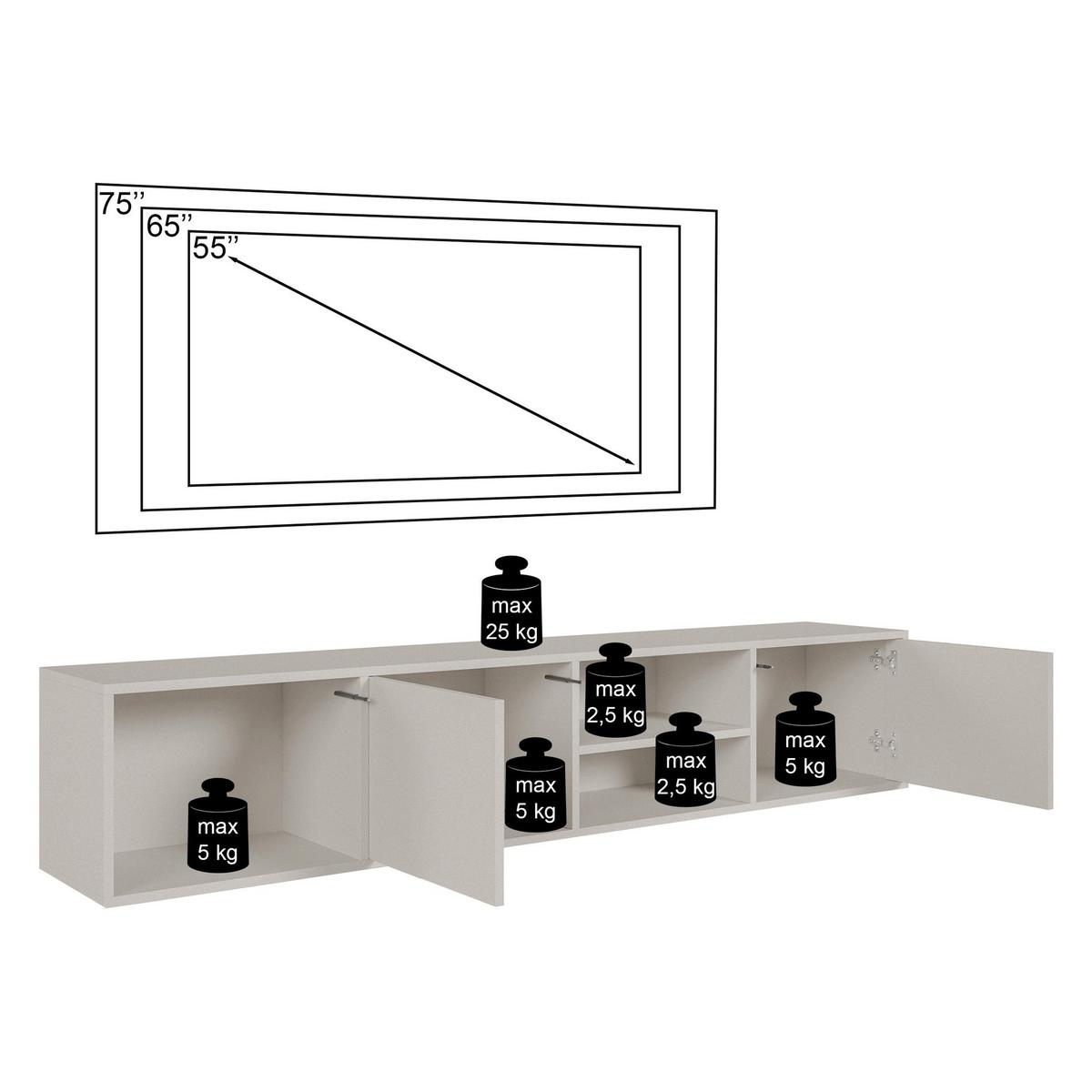 TV-HÄNGEBOARD Sanva WARMIA WALNUSS 200 CM - Dunkelbraun, Holzwerkstoff (200/40/35cm) - Selsey