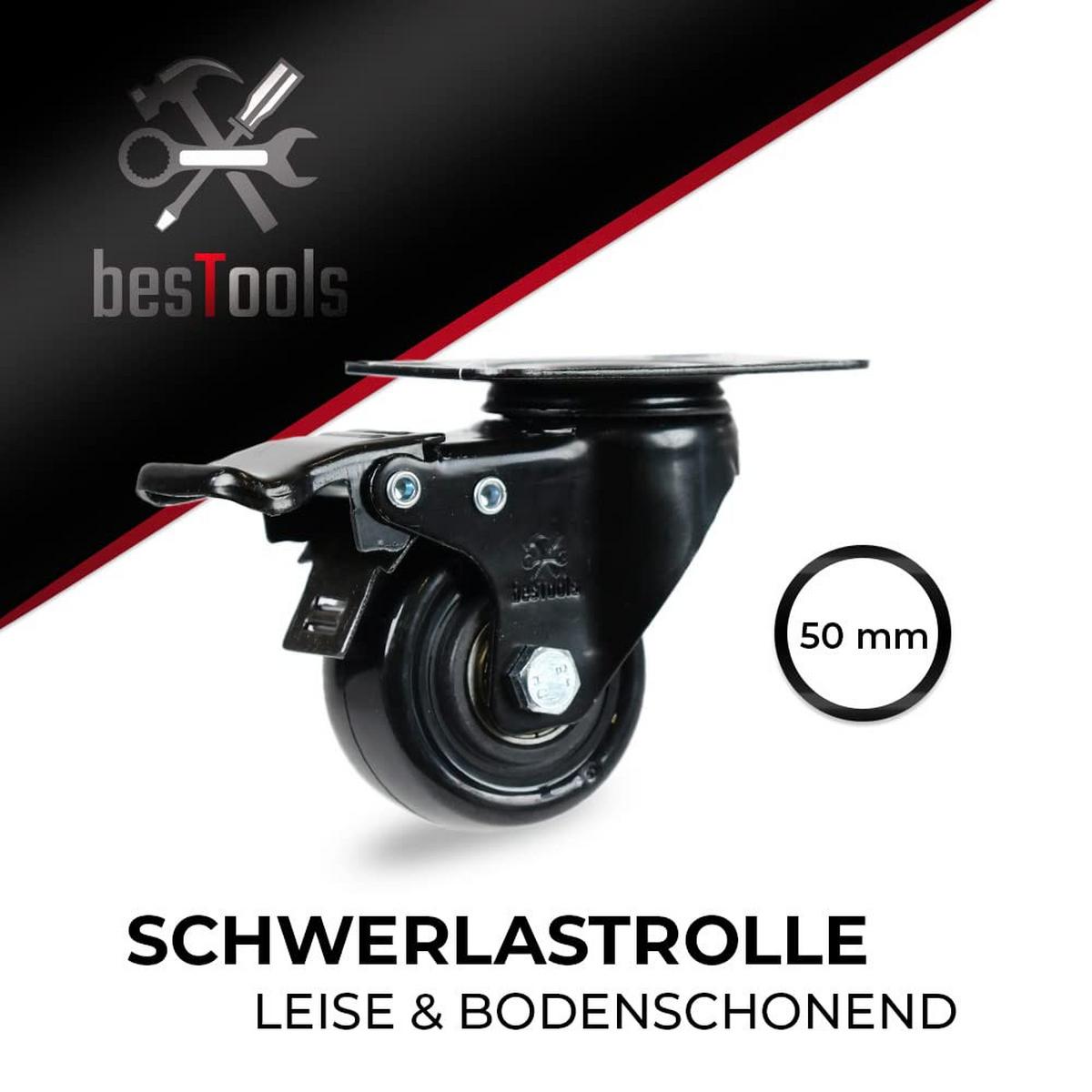 SCHWERLAST-ROLLEN 50mm 4 Stück - Schwarz, Kunststoff/Metall (50/70/70cm) - bestTools