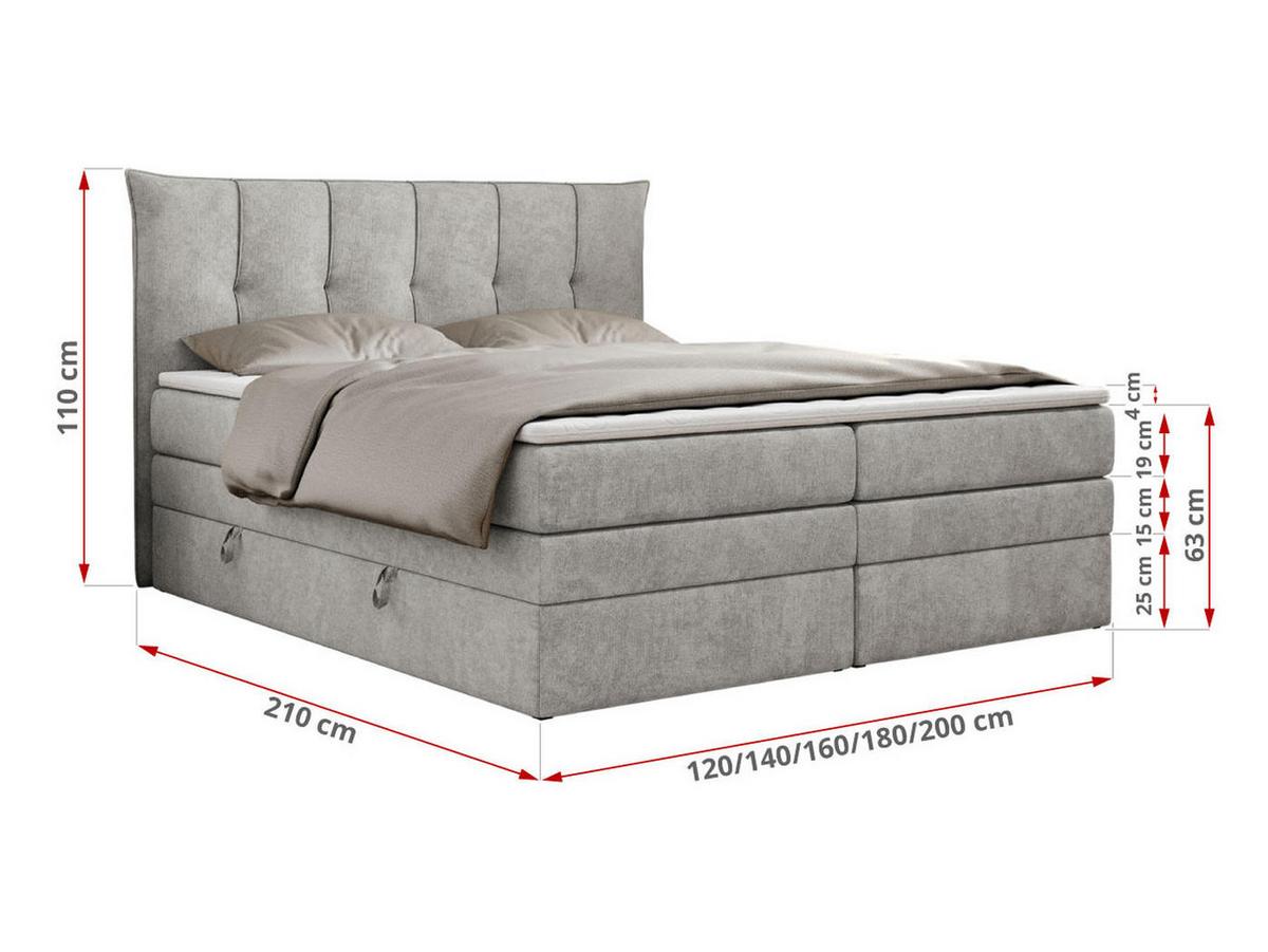 BOXSPRINGBETT PREMIUM 10 KING 200/200 Hellgrau Struktur - H3 - Hellgrau, Holz/Textil (200/200cm) - MKS