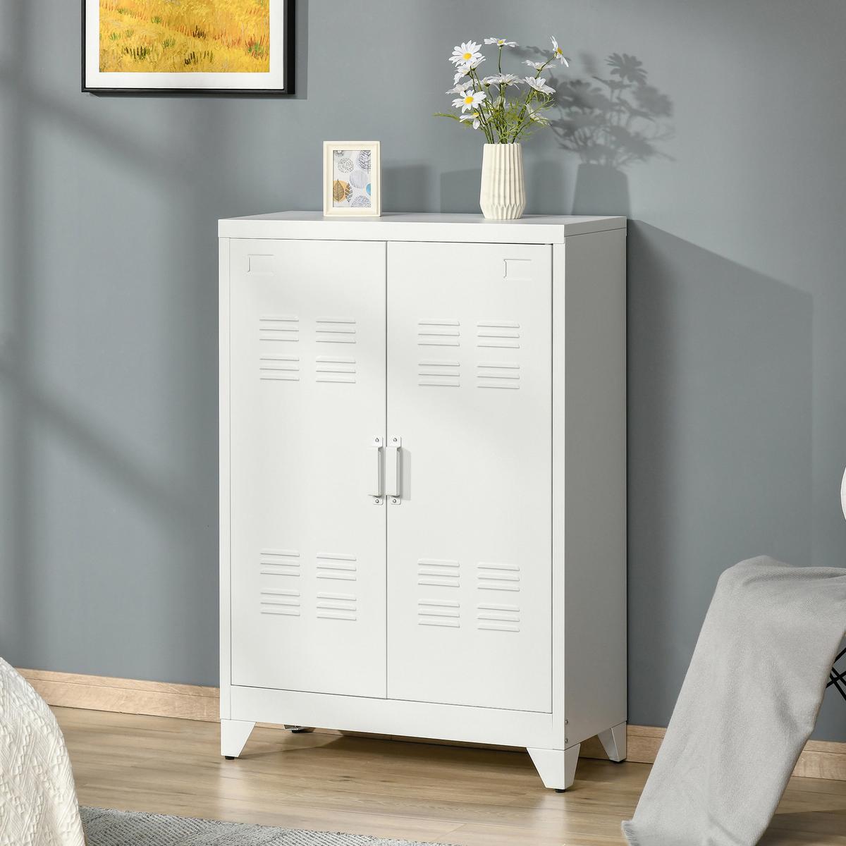 AKTENSCHRANK Metall Weiß - Weiß, Metall (33/110/75cm) - HOMCOM