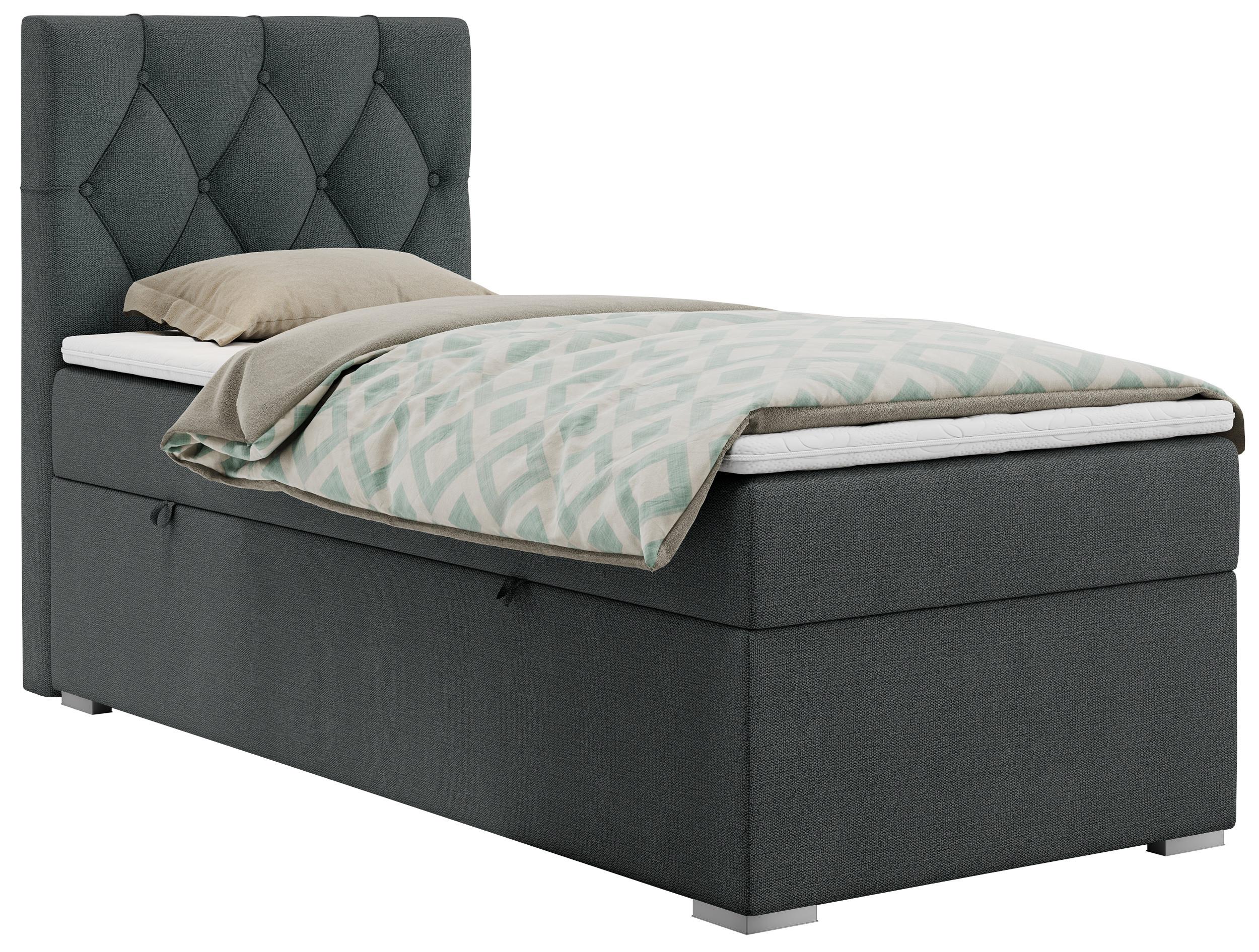 BOXBETT ALDA 90/200 Dunkelgrau Struktur - H3 - Links Seite - Dunkelgrau, Holz/Textil (90/200cm) - MKS