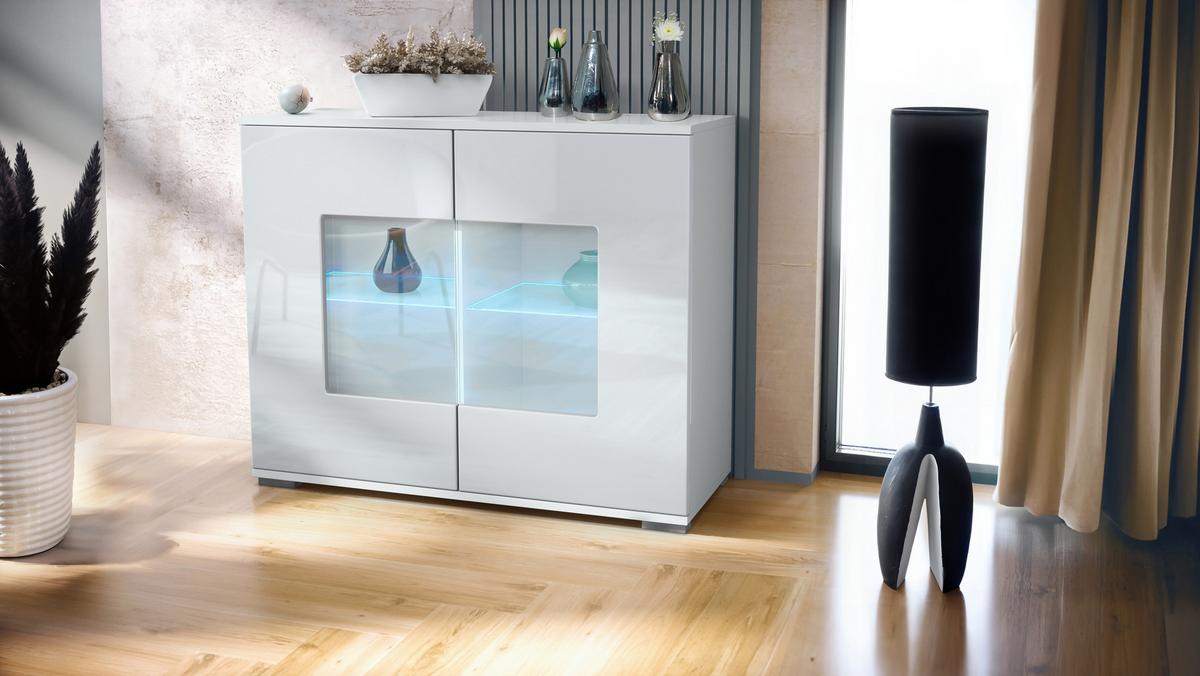 KOMMODE Grömitz Weiß Hochglanz - Weiß Hochglanz, Holzwerkstoff (92.5/75.5/35cm) - Vladon