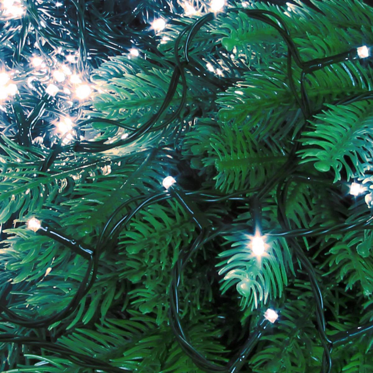 LED CLUSTER LICHTERKETTE 720LED 54m Kaltweiß Innen/Außen IP44 - Dunkelgrün, Kunststoff (5400cm) - ECD-Germany
