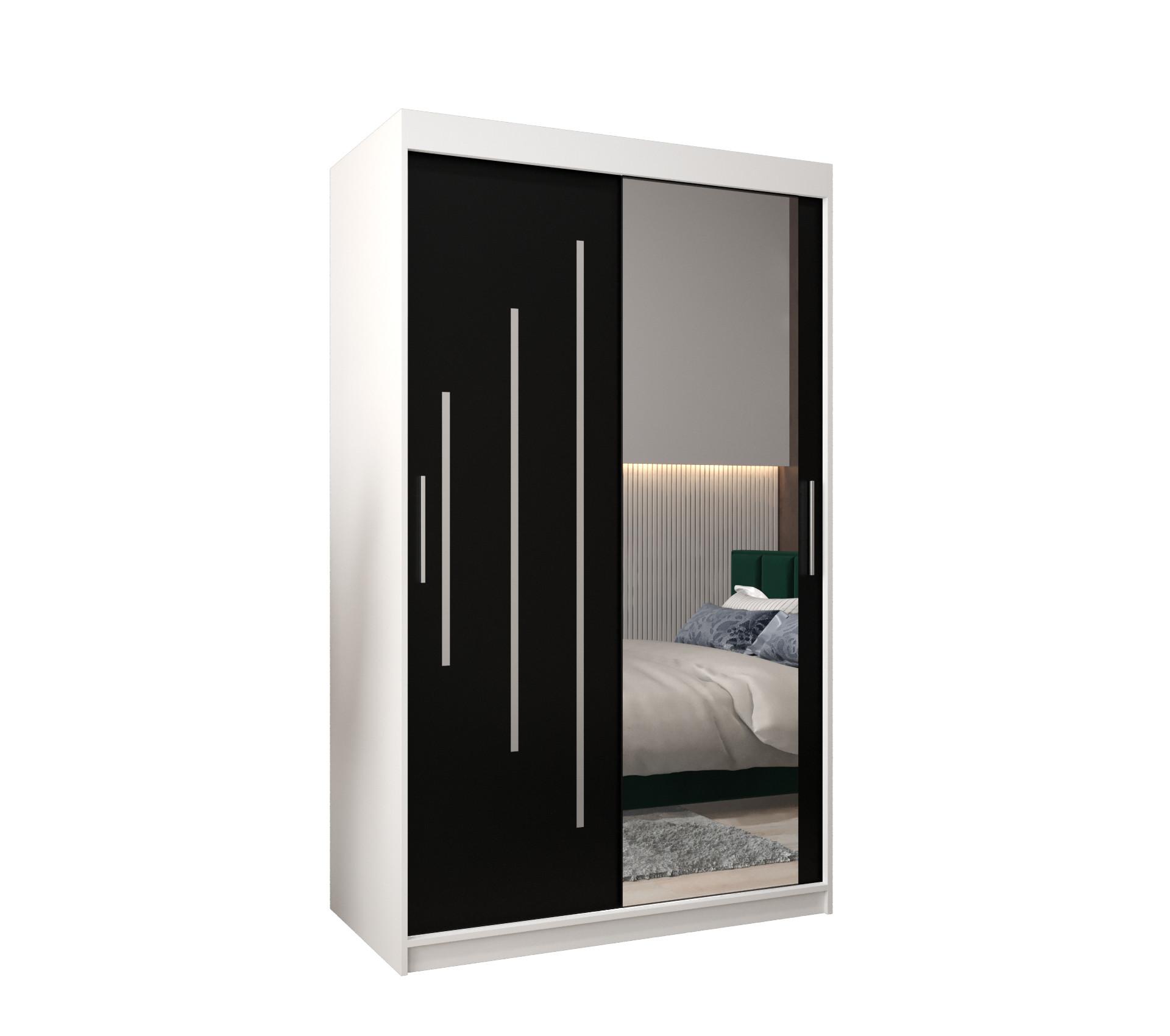 SCHWEBETÜRENSCHRANK 200/120/62 2-türig - Silberfarben/Schwarz, Holz/Kunststoff (120/200/62cm) - Abiks Möbel