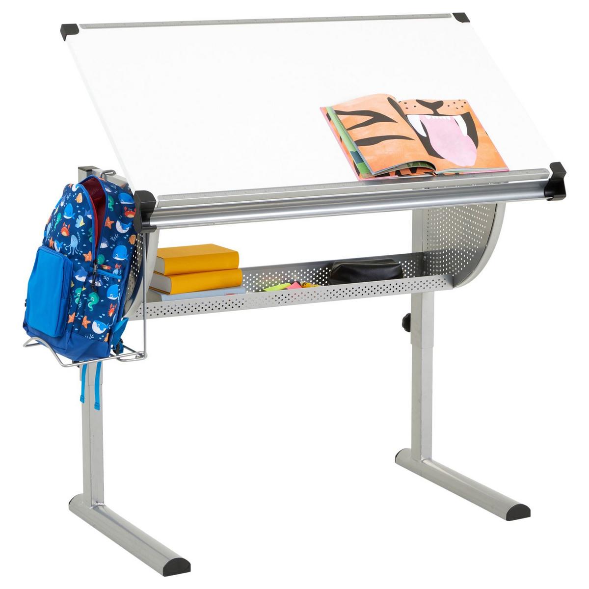 KINDERSCHREIBTISCH SARI - Alufarben/Weiß, Holzwerkstoff/Metall (111/93/60cm) - CARO-Möbel