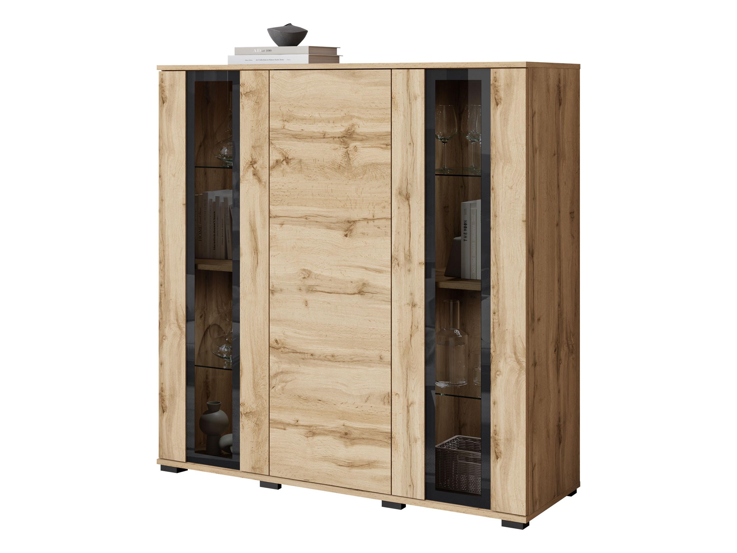 KOMMODE Caro HB 120 - Eiche Wotan/Schwarz, Holzwerkstoff/Kunststoff (120/122/40cm) - MIRJAN24
