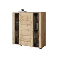 KOMMODE Caro HB 120 - Eiche Wotan/Schwarz, Holzwerkstoff/Kunststoff (120/122/40cm) - MIRJAN24