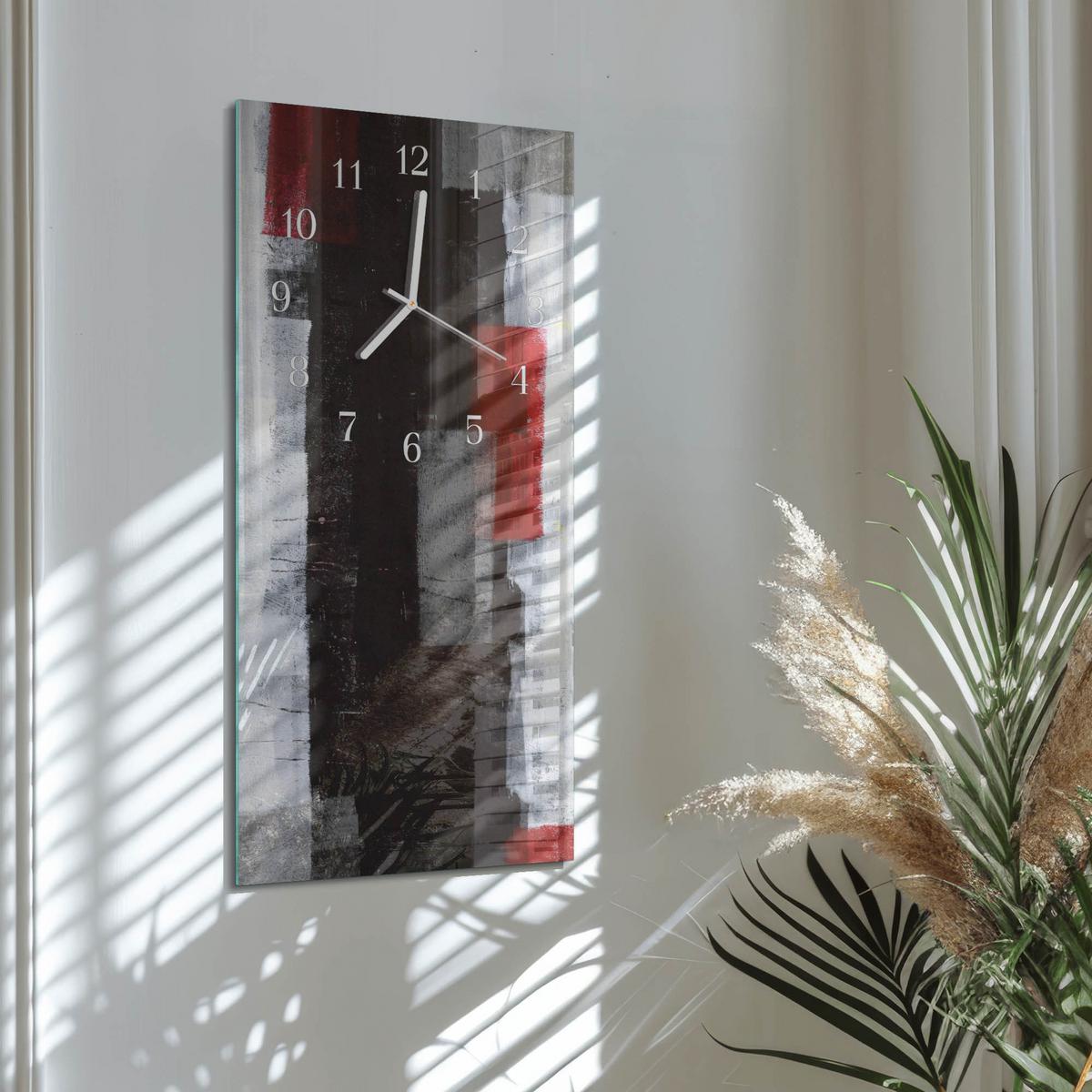 WANDUHR aus Glas 30x60 cm - Abstraktion - Multicolor, Glas (30/60/0.4cm) - TULUP