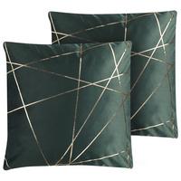 DEKOKISSEN 2er-Set Dunkelgrün 45/45 cm Pinus - Dunkelgrün, Textil (45/45cm) - Beliani