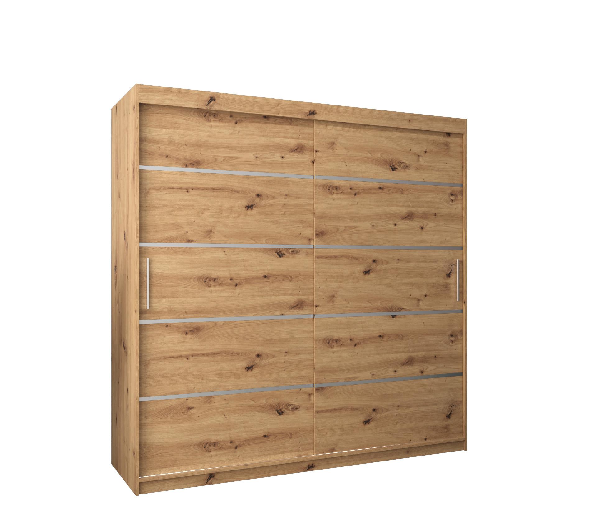 SCHWEBETÜRENSCHRANK 200/200/62 2-türig - Silberfarben/Eiche Artisan, Holz/Kunststoff (200/200/62cm) - MÖBEL KRYSPOL