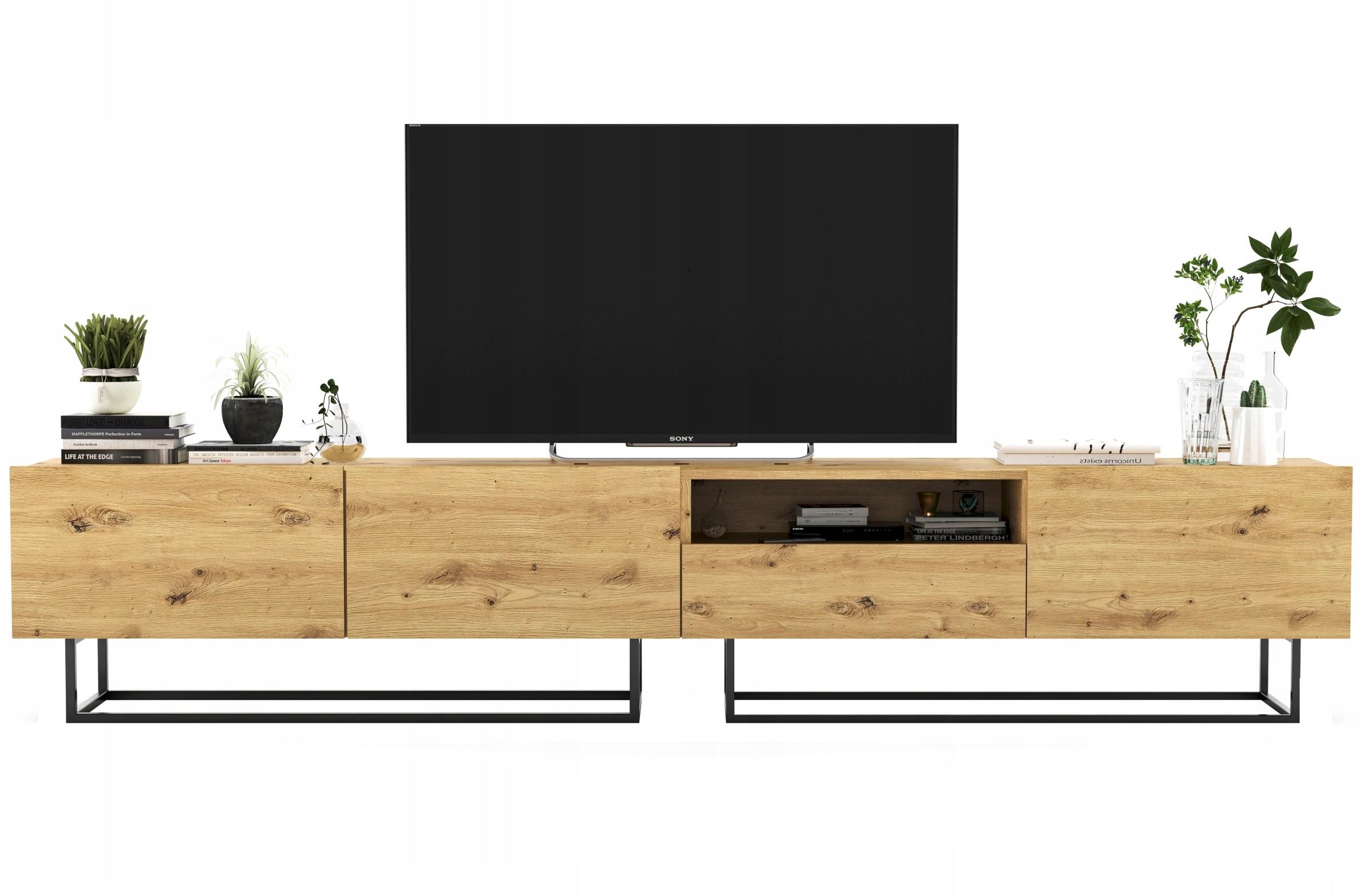 TV-LOWBOARD 2-er Set Enjoy Eiche Artisan Matt Schublade mit Metallrahmen 120 cm - Schwarz/Eiche Artisan, Keramik/Holzwerkstoff (240/46/35cm) - Meble Lindner