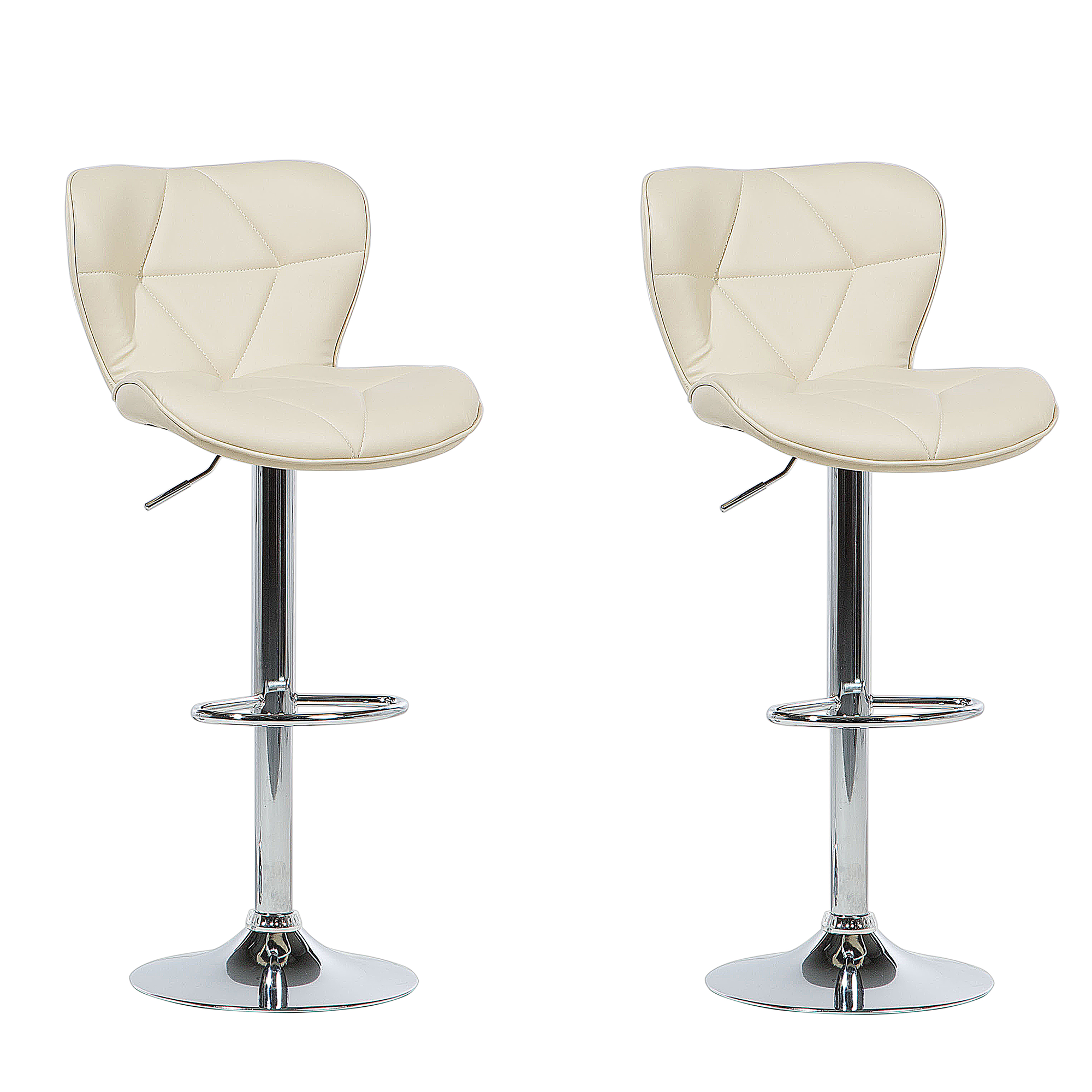 BARHOCKER 2er-Set Kunstleder Beige Valetta - Beige, Textil/Metall (48/109/39cm) - Beliani