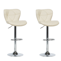 BARHOCKER 2er-Set Kunstleder Beige Valetta - Beige, Textil/Metall (48/109/39cm) - Beliani