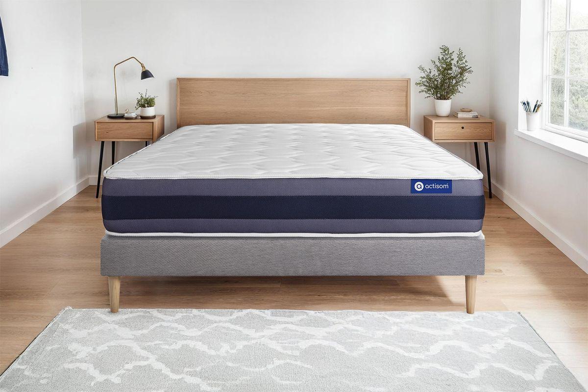 BETT Actilatex morpho Latex und Memory-Schaum 80 x 200 cm h1 - Kit Bettgestell Grau - Beige/Grau, Karton/Holz (80/200cm) - ACTISOM