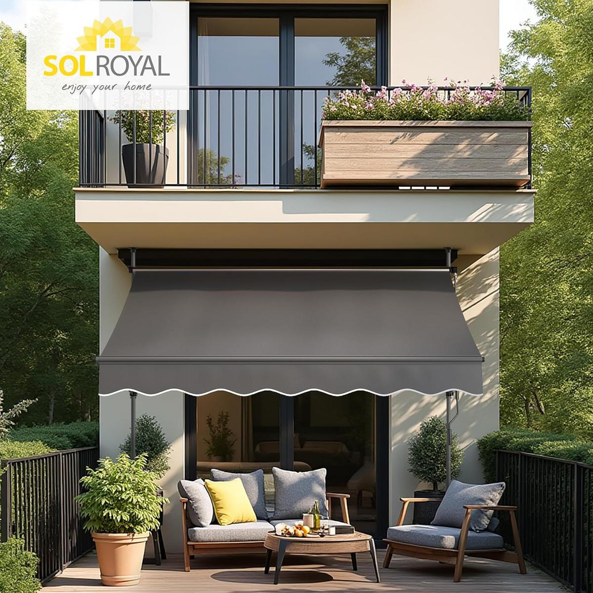 BALKONMARKISE SolVision BM3 Klemmmarkise 1,5x1,8m Anthrazit - Anthrazit, Textil (1800/1/1500cm) - Sol Royal
