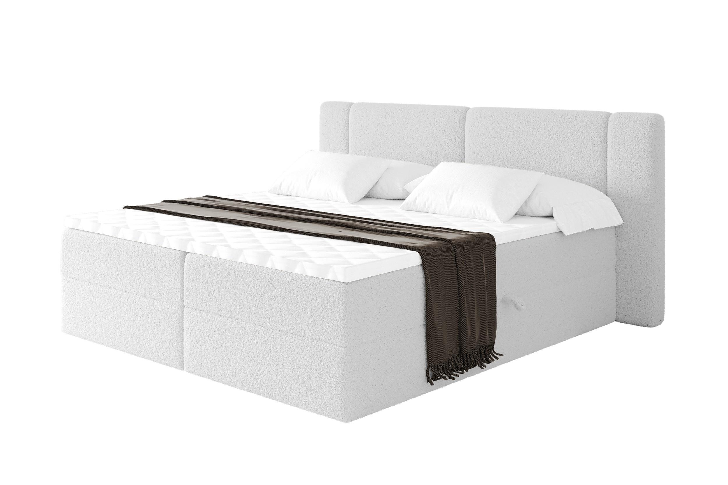 BOXBETT mit Matratze H3 - EVON - 120x200 cm Weiß - Weiß, Holzwerkstoff (120/200cm) - ALTDECOR