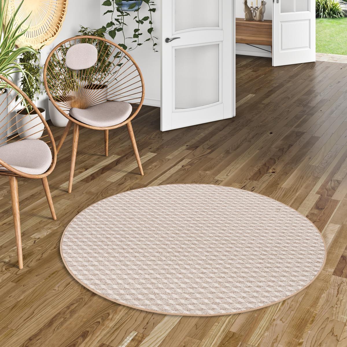 SCHLINGEN TEPPICH MODERN DIAMOND RUND - Sandfarben, Textil (133/133cm) - Snapstyle