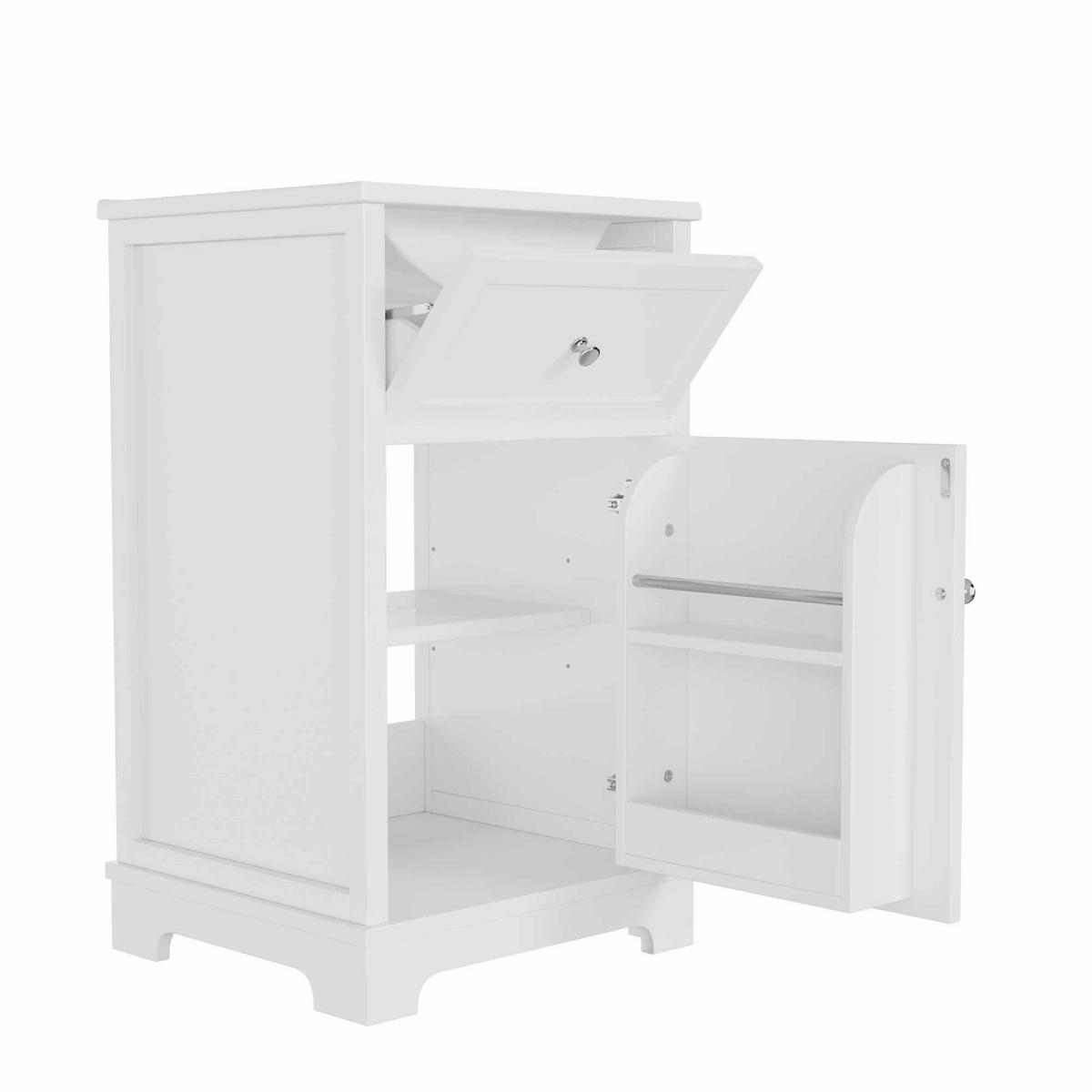 WASCHTISCH mit Unterschrank Weiß 51cm Standschrank mit Keramikbecken & Klappfach - Weiß, Holzwerkstoff (51/87/46cm) - Urban Meuble