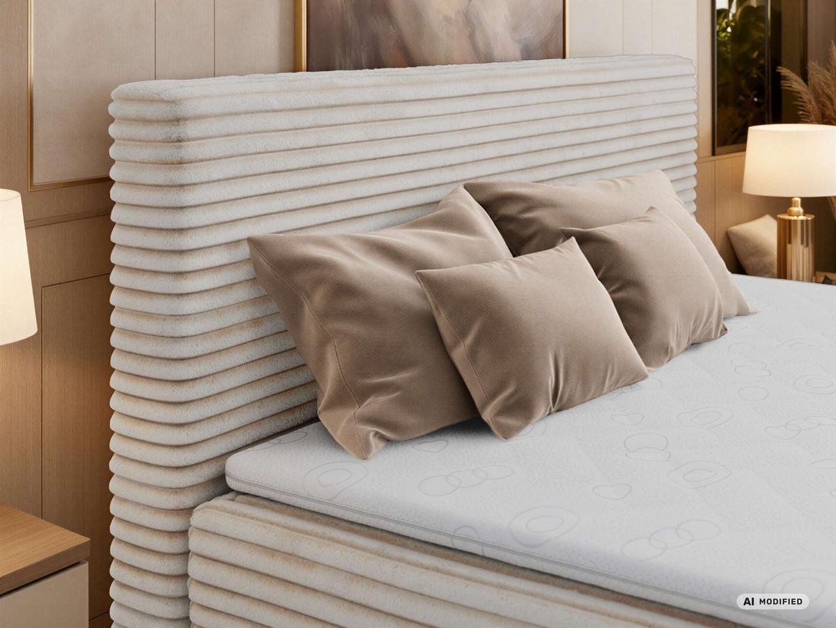 BOXBETT TILION 200/200 - Beige Cord - Topper T25 - H3 - Beige/Schwarz, Kunststoff/Textil (200/200cm) - MKS