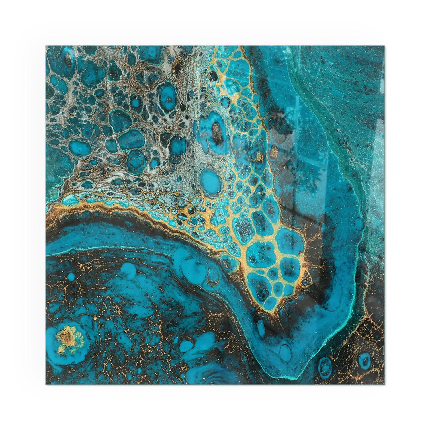 GLASPLATTE für Kamin 60x60 cm - Türkis, Glas (60/60/0.4cm) - TULUP