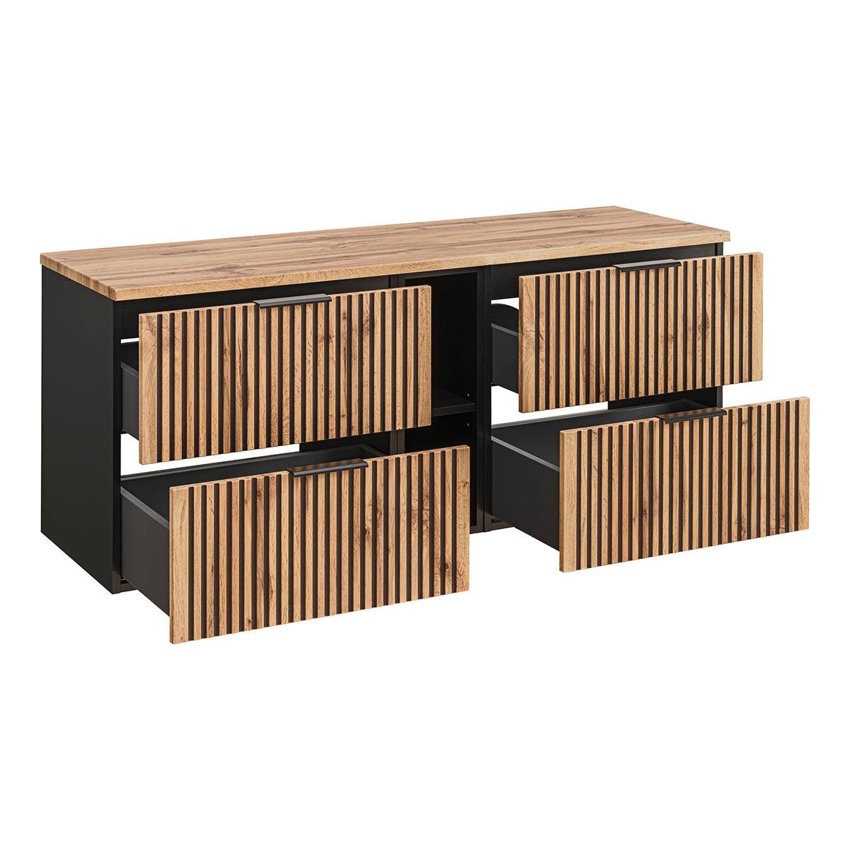 WASCHTISCHUNTERSCHRANK 140.6cm Gaia Holz in Eichenoptik und Schwarz - Schwarz, Holzwerkstoff (140.6/59/46cm) - Petits-meubles