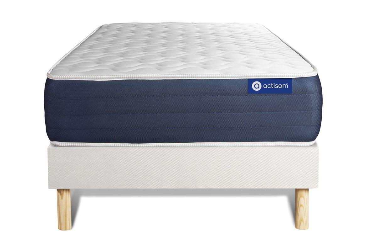 BETT Actimemo sleep Memory-Schaum 80 x 200 cm h1 - Kit Bettgestell Weiß - Beige/Weiß, Karton/Holz (80/200cm) - ACTISOM
