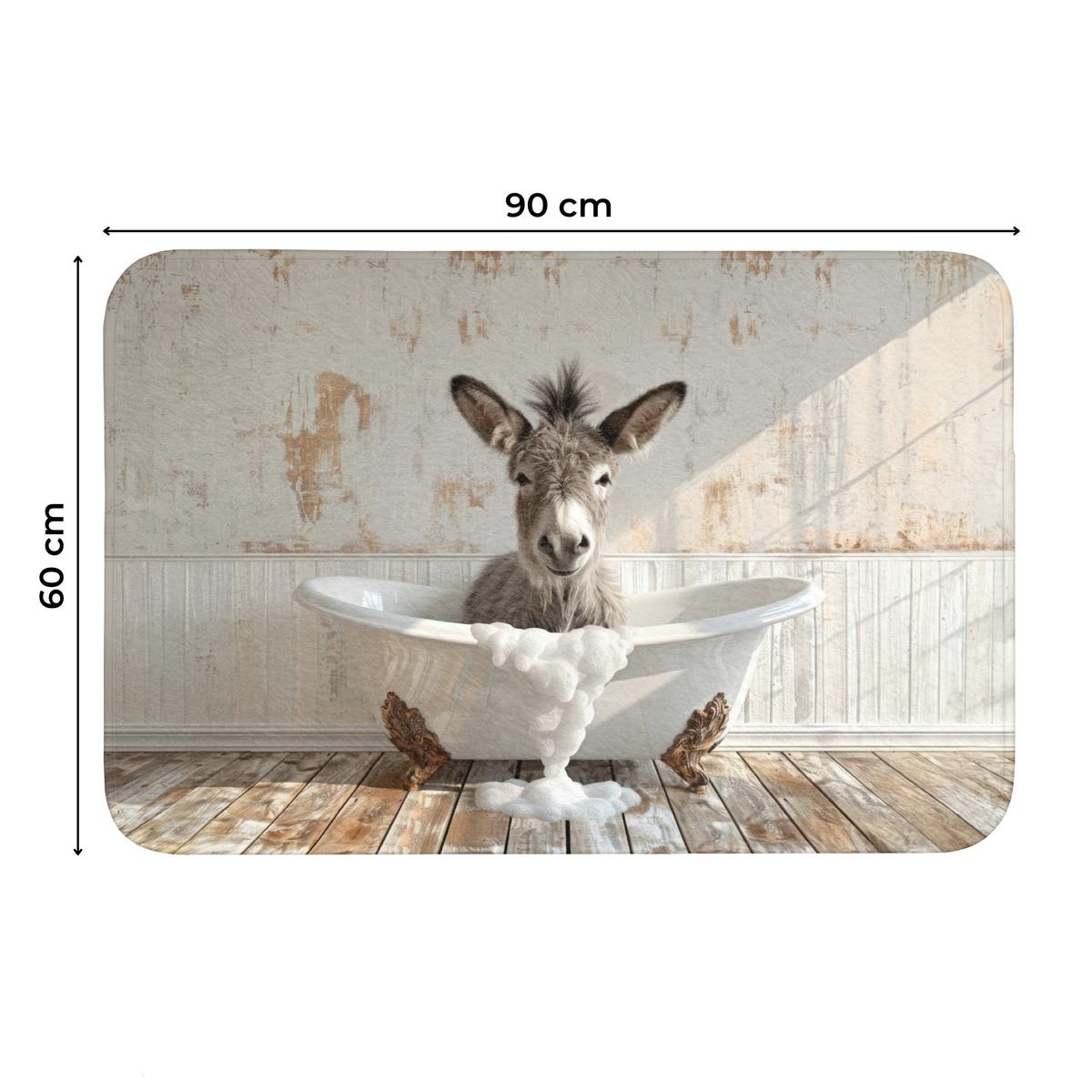 WC-VORLEGER Esel - Tiere - Badewanne - Schaumstoff Toilettenteppich 90x60 cm - Creme, Textil (90/1cm) - OnlyWow