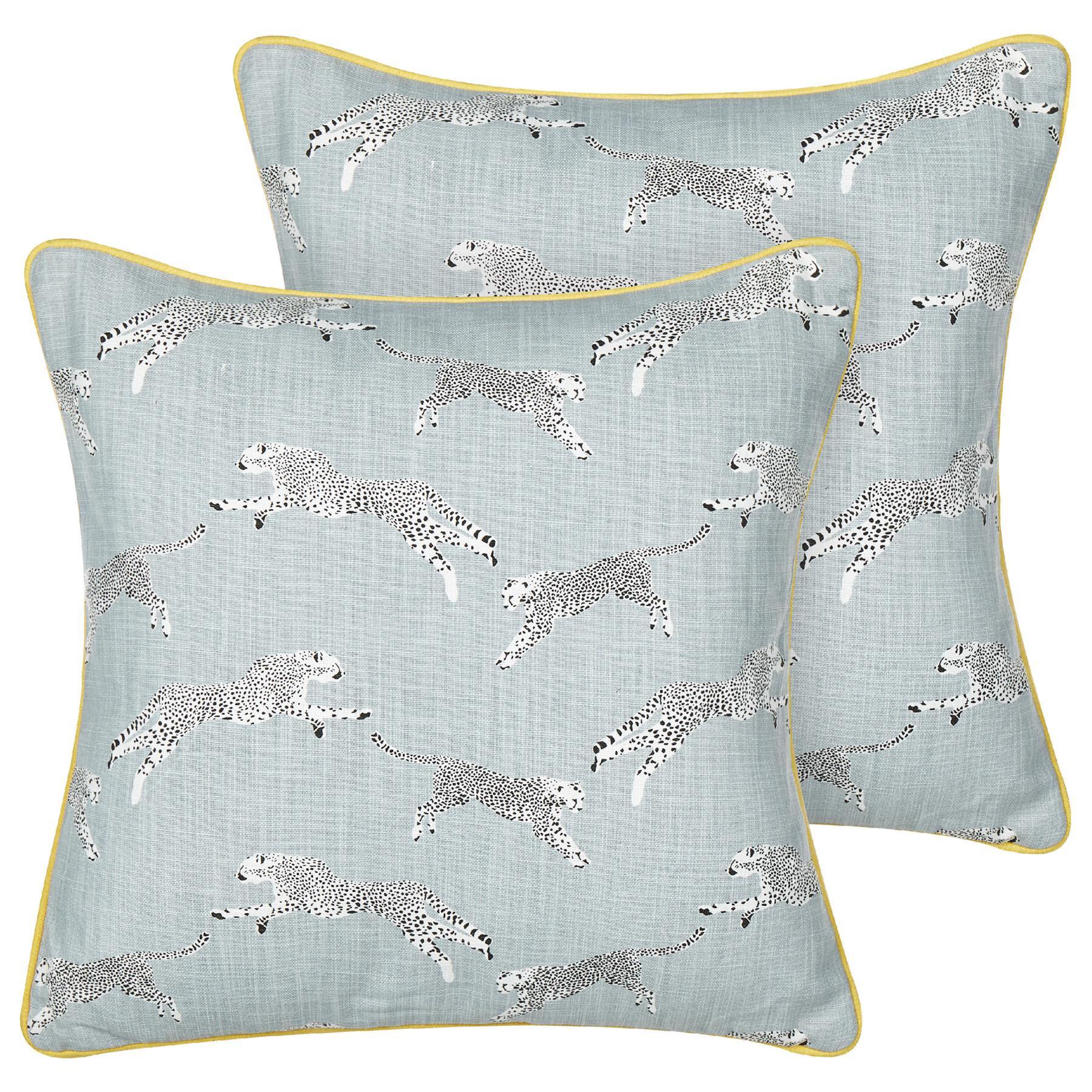 DEKOKISSEN 2er-Set Grau 45/45 cm Arales - Gelb/Schwarz, Textil (45/45cm) - Beliani