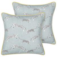 DEKOKISSEN 2er-Set Grau 45/45 cm Arales - Gelb/Schwarz, Textil (45/45cm) - Beliani