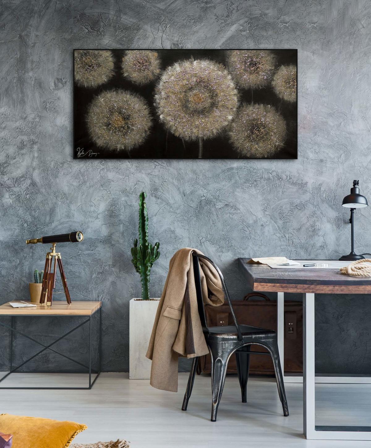 ACRYLBILD HANDGEMALT 120/60 cm - Beige/Schwarz, Holz/Textil (120/60cm) - KUNSTLOFT