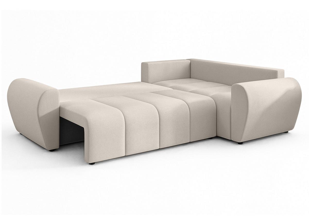 ECKSOFA L Form Malatya MAX Beige 246/145/80 cm stilvolle mit Schlaffunktion R - Beige/Schwarz, Kunststoff/Textil (235/175cm) - AX Living