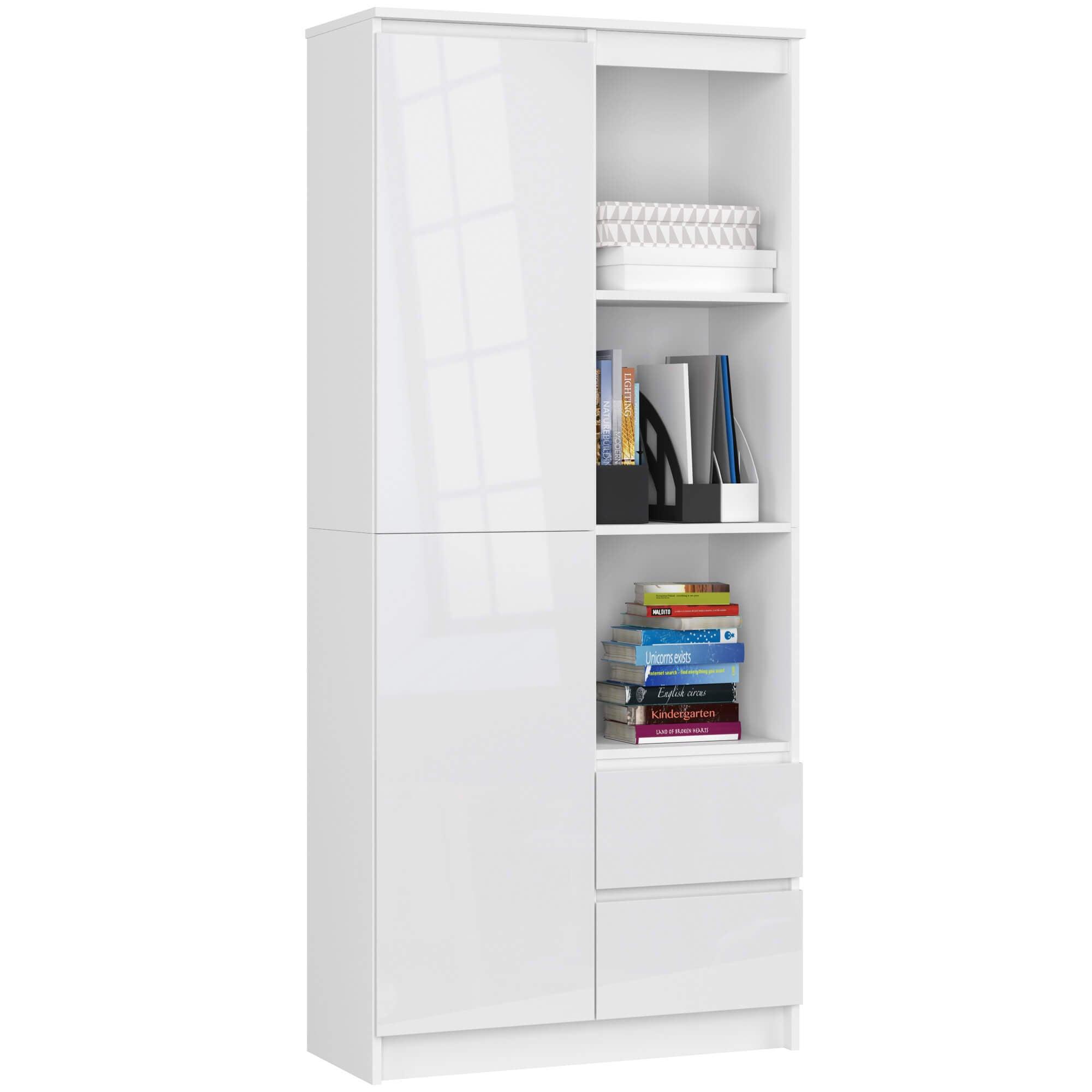 STANDREGAL Weiß, Weiß Glanz 180/80/35 - Weiß, Holzwerkstoff (80/180/35cm) - RAUMHIRSCH FURNITURE