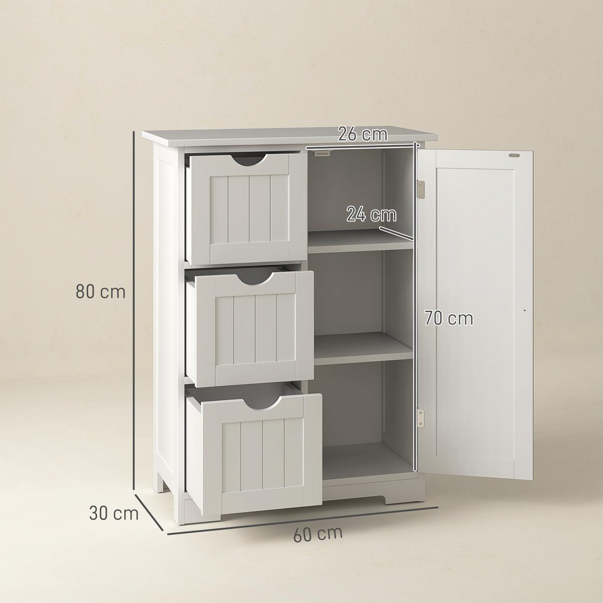BADEZIMMERSCHRANK MDF Weiß - Weiß, Holzwerkstoff (30/80/60cm) - HOMCOM
