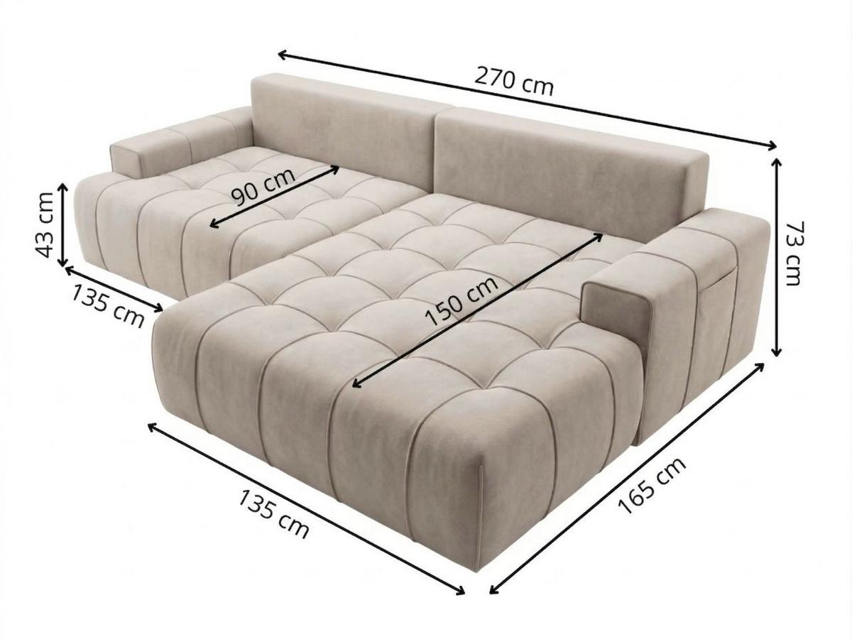ECKSOFA Tulio Grau Links - Grau, Holz/Textil (270/165cm) - Graingold