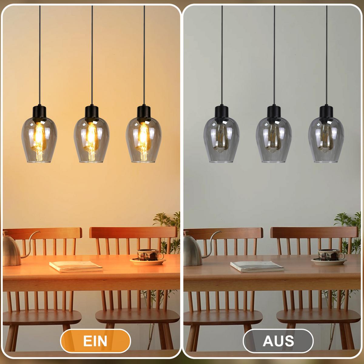 PENDELLEUCHTE Robert 48/5/120 cm - Schwarz, Glas (48/5/120cm) - ZMH