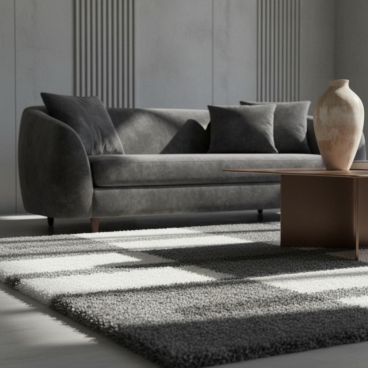 HOCHFLORTEPPICH WERFEN, kariert, Hellgrau, 80 x 150 cm - Grau, Textil (150/80cm) - KADIMA DESIGN