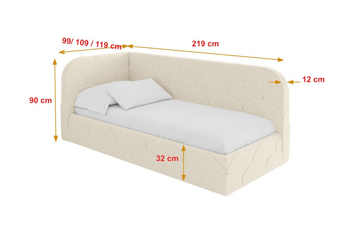EINZELLBETT Jugendbett mit Bettkasten, Rechts - ELRY 80x200 Beige - Perlmutt, Holzwerkstoff/Textil (80/200cm) - ALTDECOR
