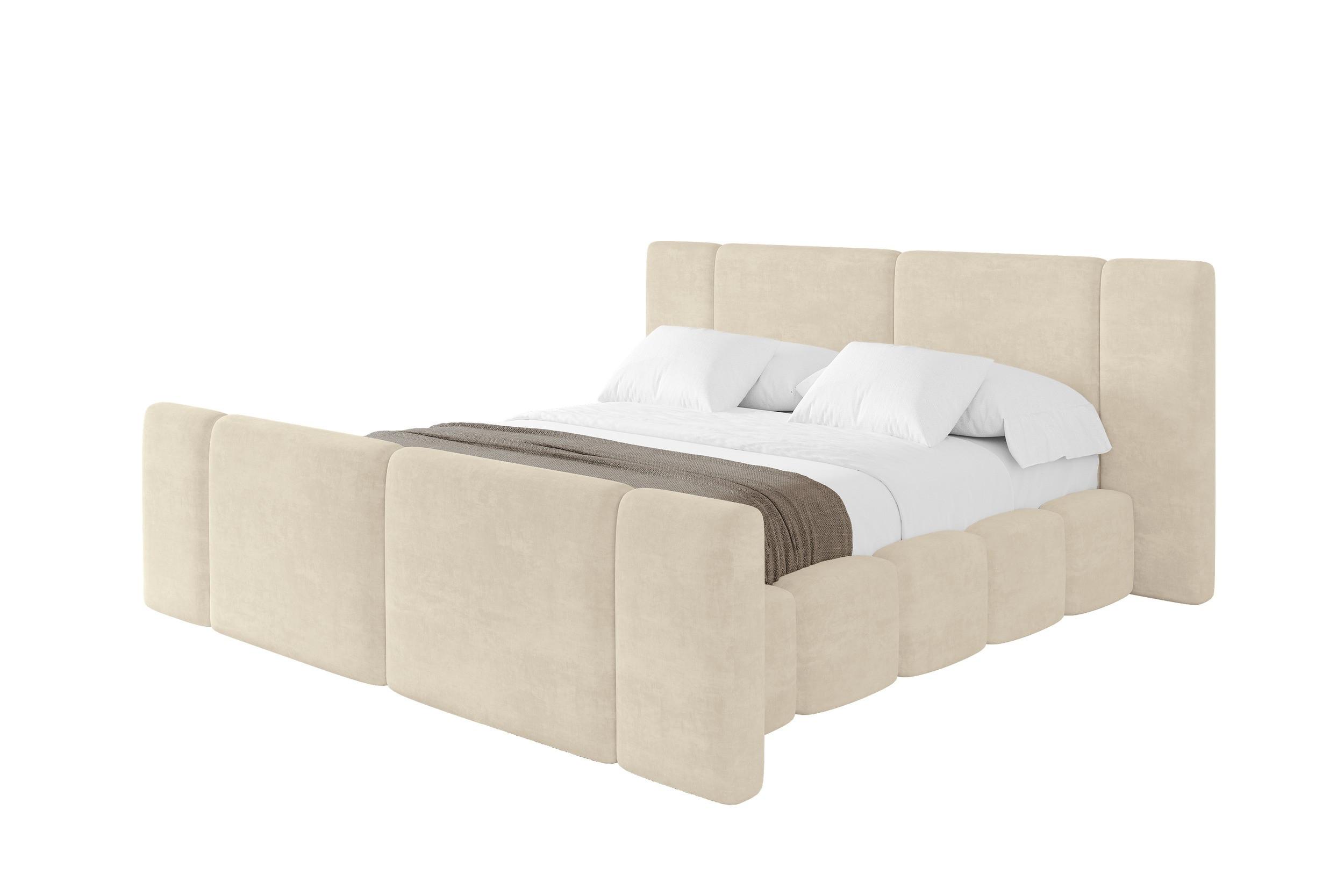 POLSTERBETT mit Bettkasten, Fußteil und Lattenrost, Boxbett ohne Matratze - NILO-Z 120x200 Beige - Beige, Holzwerkstoff/Textil (120/200cm) - ALTDECOR