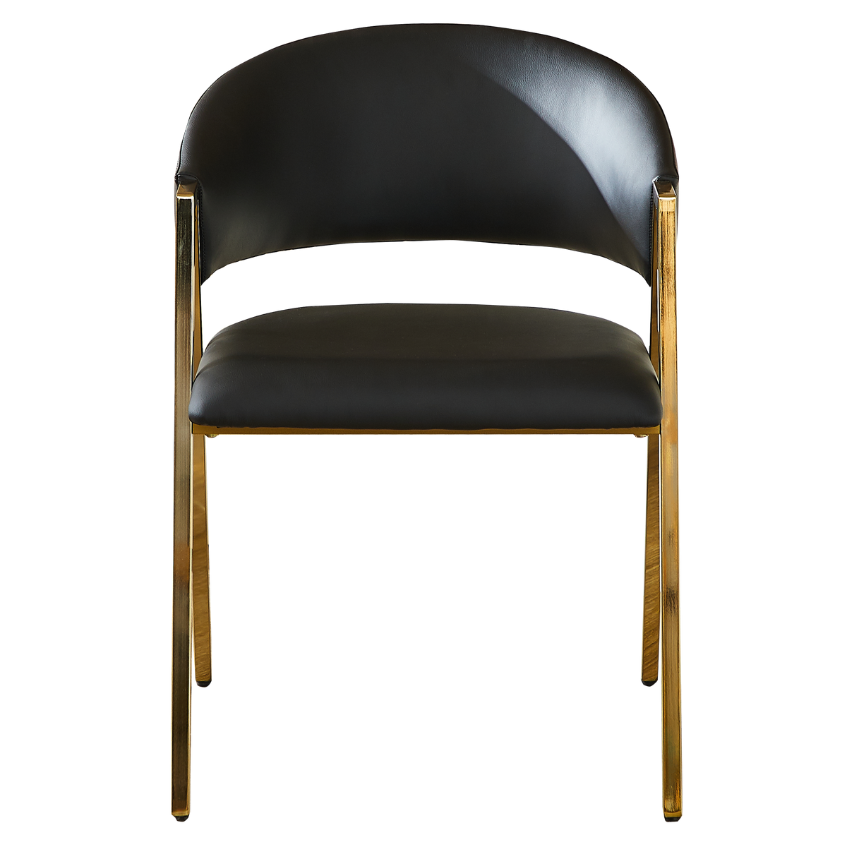 ESSZIMMERSTUHL 2ER-SET aus schwarzem PU-Leder und Gold Metall, mit Rückenlehne und Höhenausgleich - Schwarz, Textil (56/77/59cm) - Urban Meuble