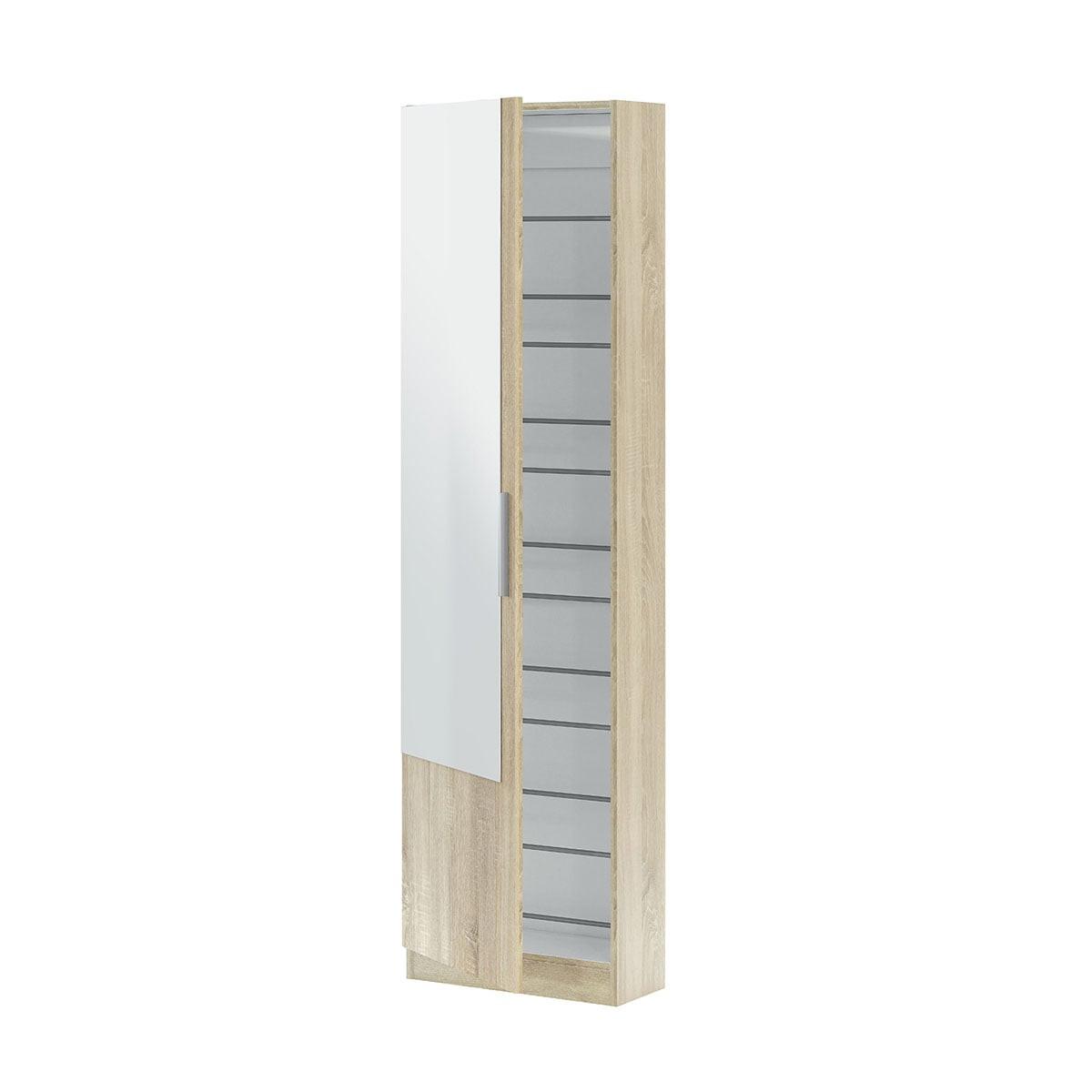 SCHUHSCHRANK, 1 Tür mit Spiegel - H180 cm - Eiche Artisan, Holzwerkstoff (22/180/6.5cm) - Calicosy
