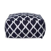 SITZPOUF blau-weiß mit Ikat-Muster, 60/60/30 cm - Blau, Textil (60/30/60cm) - Homescapes