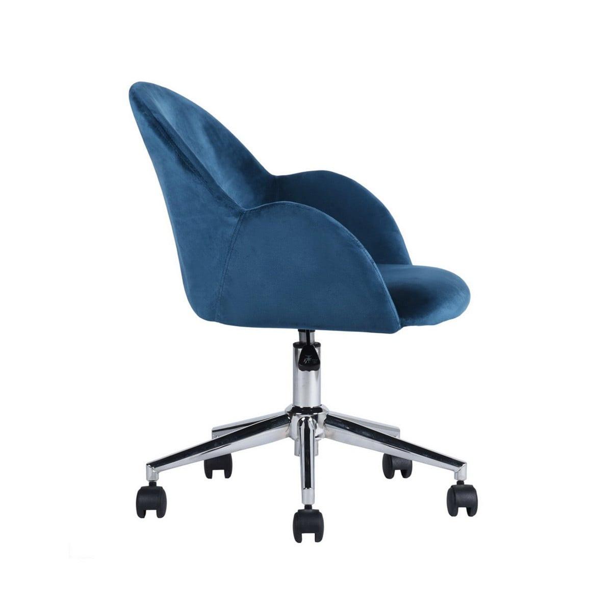 BÜROSTUHL mit Rollen und Armlehnen - CHIOZZA - Blau, Textil (57/77/59cm) - Calicosy